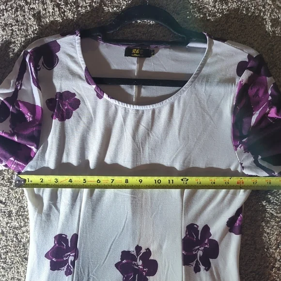 Floral Purple and White Women's Dress - Picture 7 of 7